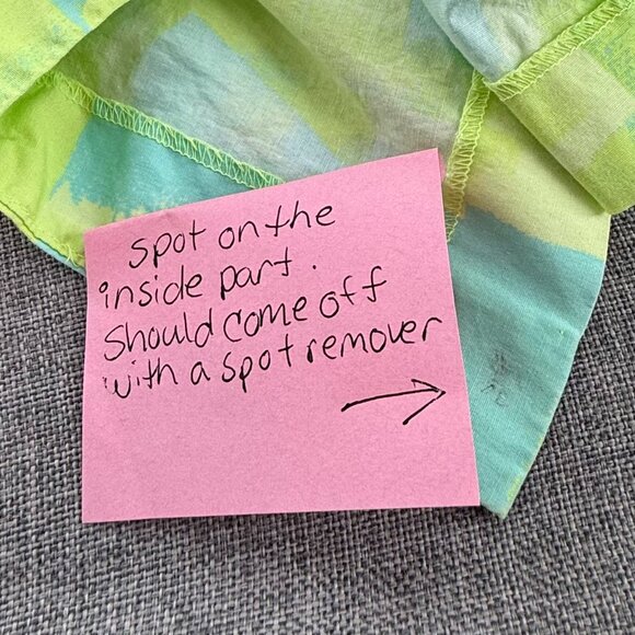 Lane Bryant Asymmetrical Top Lime Green Blue Sleeveless Plus 20 Cotton Blend - Picture 5 of 11